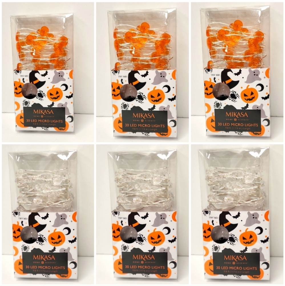 Mikasa Led Jack O Lantern & Skeleton Faces Micro Light Strands (6sets)